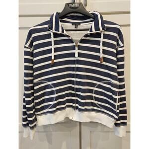Tribal Navy and White Striped Cotton Sweatshirt Size L